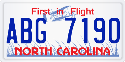 NC license plate ABG7190