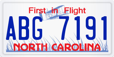 NC license plate ABG7191