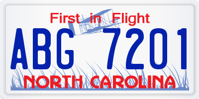 NC license plate ABG7201