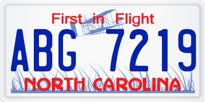NC license plate ABG7219