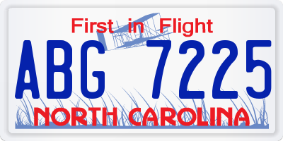 NC license plate ABG7225