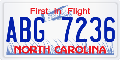 NC license plate ABG7236