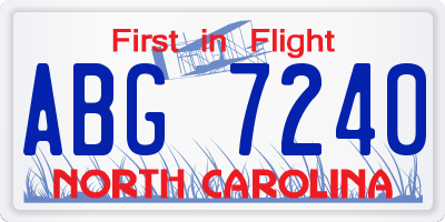 NC license plate ABG7240