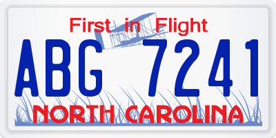 NC license plate ABG7241