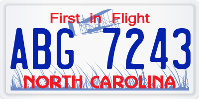 NC license plate ABG7243