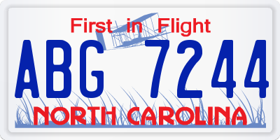 NC license plate ABG7244