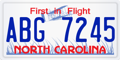 NC license plate ABG7245