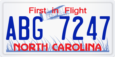 NC license plate ABG7247