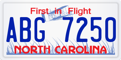 NC license plate ABG7250