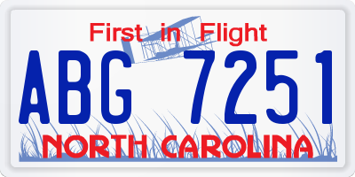NC license plate ABG7251