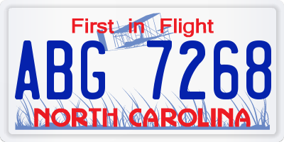 NC license plate ABG7268