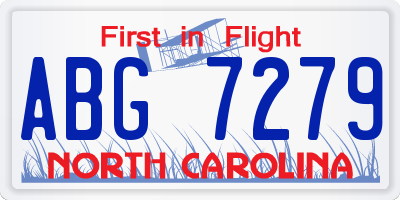 NC license plate ABG7279