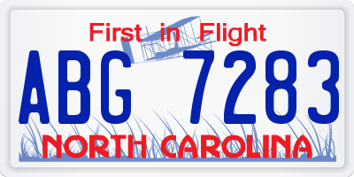 NC license plate ABG7283