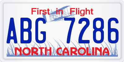 NC license plate ABG7286