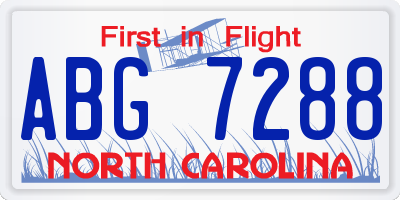 NC license plate ABG7288