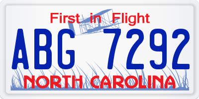 NC license plate ABG7292