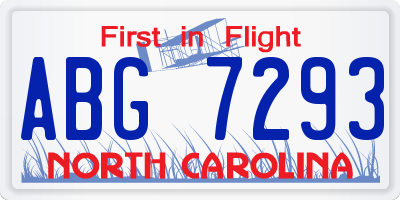 NC license plate ABG7293