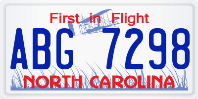 NC license plate ABG7298