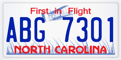 NC license plate ABG7301