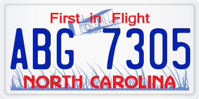 NC license plate ABG7305