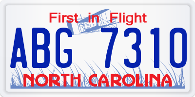 NC license plate ABG7310