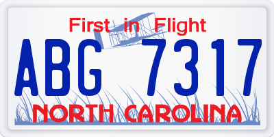 NC license plate ABG7317