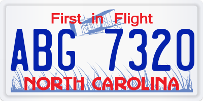 NC license plate ABG7320