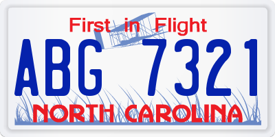 NC license plate ABG7321
