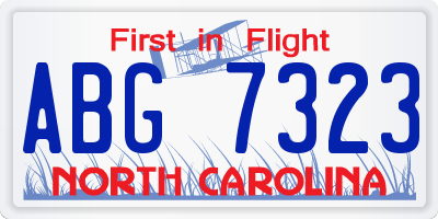 NC license plate ABG7323