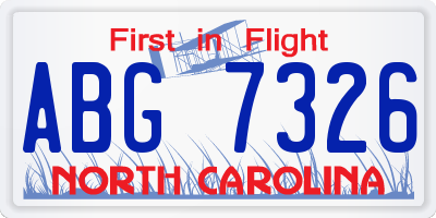 NC license plate ABG7326
