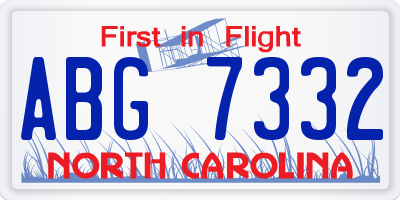NC license plate ABG7332