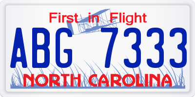 NC license plate ABG7333