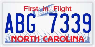 NC license plate ABG7339