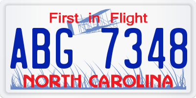 NC license plate ABG7348