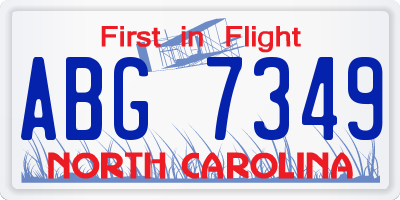 NC license plate ABG7349