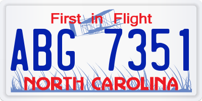 NC license plate ABG7351