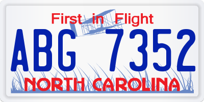 NC license plate ABG7352