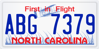 NC license plate ABG7379