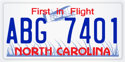 NC license plate ABG7401