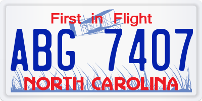 NC license plate ABG7407
