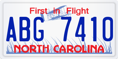 NC license plate ABG7410