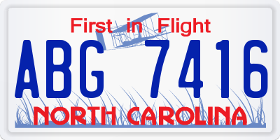 NC license plate ABG7416
