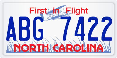 NC license plate ABG7422