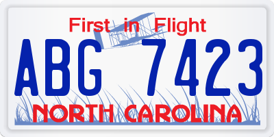 NC license plate ABG7423