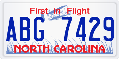 NC license plate ABG7429
