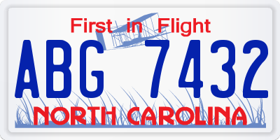 NC license plate ABG7432