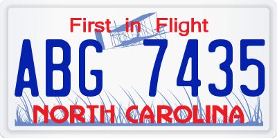 NC license plate ABG7435