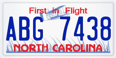 NC license plate ABG7438