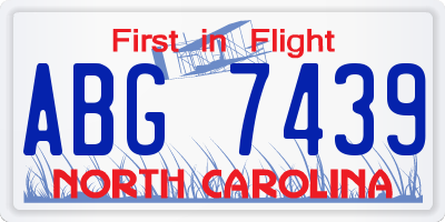 NC license plate ABG7439