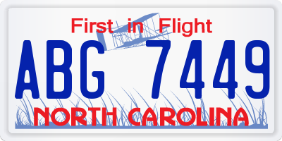 NC license plate ABG7449
